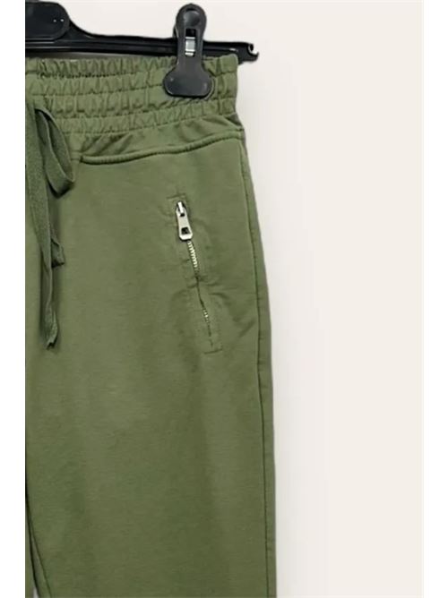 Pantalone in felpa con zip sulle tasche LOVEme | VA-10680-VA-814136/Verde Militare